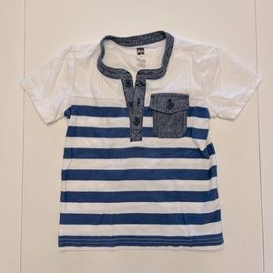 Tea Collection Striped Half Button Tee